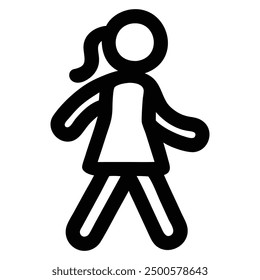 A girl walking silhouette illustration black color