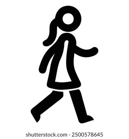 A girl walking silhouette illustration black color