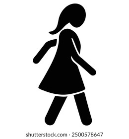 A girl walking silhouette illustration black color