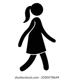 A girl walking silhouette illustration black color