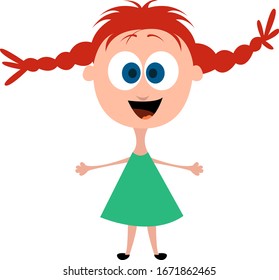 Girl want hug, illustration, vector on white background.