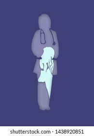 Girl wants to be a doctor in the future, design style, cut paper, vector illustration