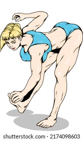 A girl warms up before workout