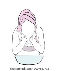 the girl washes. vector illustration