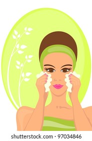 girl washing face vector illustration