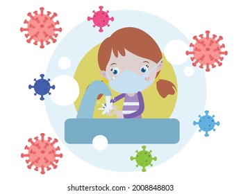 Girl washing hand cartoon 2d vector concept for banner, website, illustration, landing page, flyer, etc.