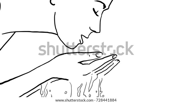 Girl Washing Side View Beautiful Yong Stock Vector Royalty