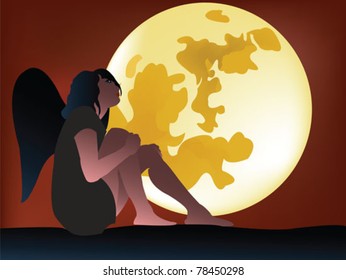 girl watching the moon