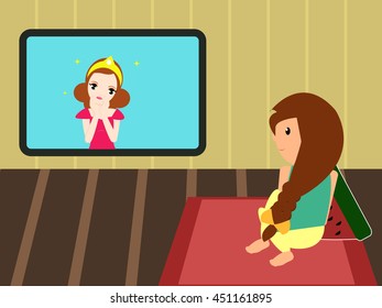 Girl Watching Tv Stock Vector (Royalty Free) 451161895