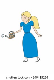 girl with a watering can