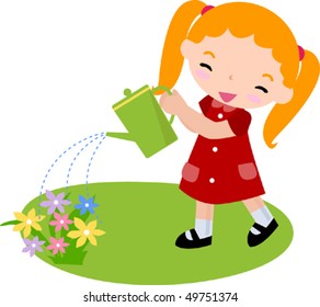 Girl Watering Can Stock Vector (Royalty Free) 49751374 | Shutterstock