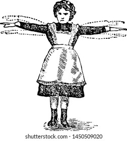 Girl Waving Arms vintage illustration. 