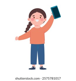 Girl waving while taking selfie