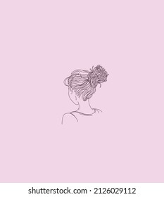 chica con pelo ondulado o rastas. violación de una chica con peinado. ilustración lineal vectorial