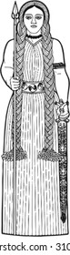 The girl with we throw also a spear
