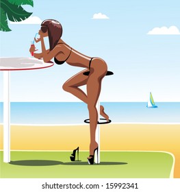 Girl is weakened. Vector.