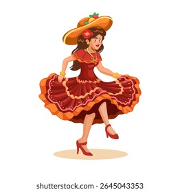 Vetor de ilustração de desenhos animados mexicano vestido tradicional