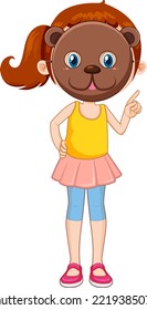 A girl wearing animal mask illustration