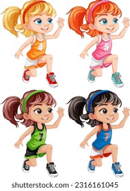 Girl Wearing Basketball Outfit illustration