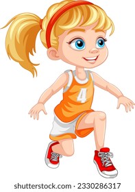 Girl Wearing Basketball Outfit illustration