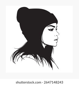 menina usando chapéu de gorro em fundo branco, ótimo para pessoas, estilos, acessórios, fundos e muito mais.