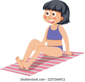 A girl wearing bikini sunbathing on the beach illustration