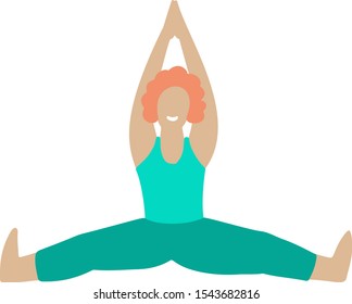 Girl wearing blue sports uniform doing yoga. Women in sportwear concept vector Illustration. Training, workout, fitness, zen hand drown flat illustration with cartoon characters. 