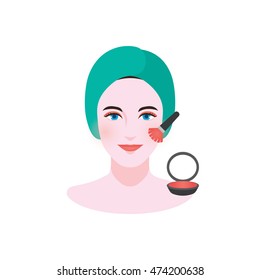 girl wearing blush on illustration in flat style