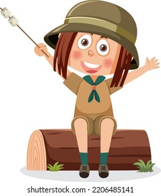 A girl wearing camping outfit illustration