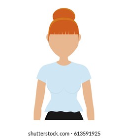 girl wearing casual clothes cartoon icon over white background. colorful design. vector illustration