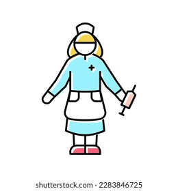 girl wearing doctor costume color icon vector. girl wearing doctor costume sign. isolated symbol illustration