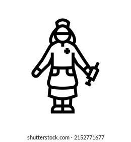 girl wearing doctor costume line icon vector. girl wearing doctor costume sign. isolated contour symbol black illustration