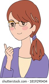 
Girl wearing glasses and dressed in purple