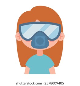 Girl wearing goggles and safety mask