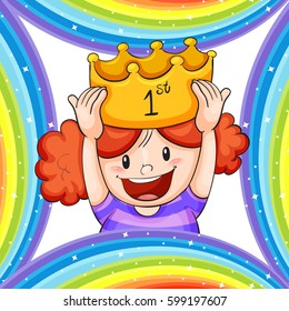 Girl wearing golden crown illustration