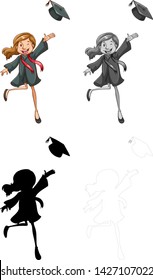 A girl wearing graduation gown illustration