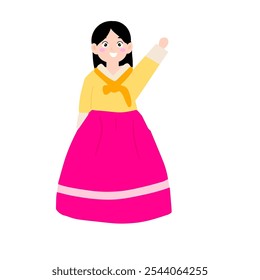 girl wearing hanbok korean dress design element