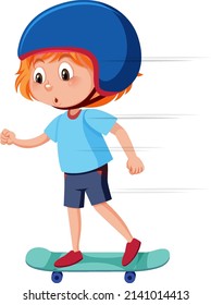 A girl wearing helmet and playing skateboad illustration