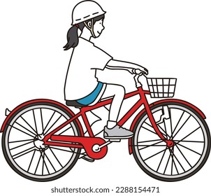 Girl wearing a helmet and riding a bicycle