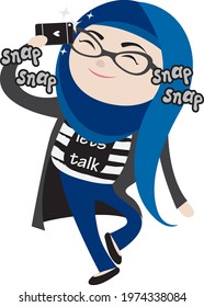 girl wearing hijab take a selfie