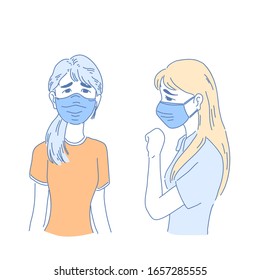 Girl wearing mask character design of vector. Illustration style.
