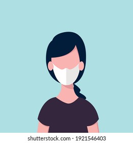 Girl wearing mask - flat vector illustration