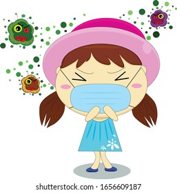A girl wearing a mask to protect against viruses
