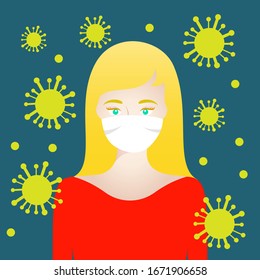 A girl wearing mask for protect herself from virus