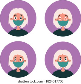 Girl wearing medical masks. Vector illustration in a flat style