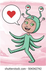 Girl wearing octopus monster costume