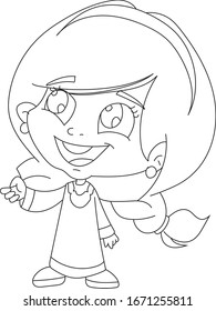A girl wearing old traditional Middle Eastern clothing, Ramadan clothes, a girl wearing traditional Arab clothes. coloring page