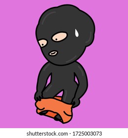 Girl Wearing Orange Shirt Over A Head To Toe Protective Gear In Black To Prevent Herself From Infecting Virus Concept Card Character illustration