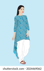 Girl wearing Pakistani flower print dress Shalwar Kameez