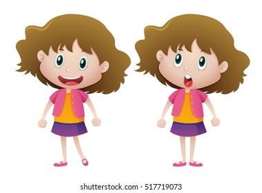 Girl wearing purple skirt illustration